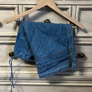Thin denim midi skirt